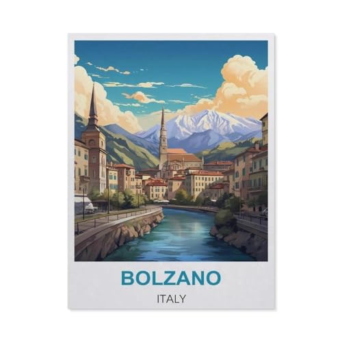 1000 Puzzles Für Erwachsene，Bozen Italien Vintage Reiseplakat，Freizeit Unterhaltung Kinder Spielzeug Zuhause Dekoration Art（50x70cm）-CA11 von YYHMKBYY