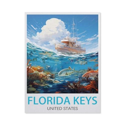 1000 Puzzles Für Erwachsene，Florida Keys Vintage-Reiseposter，Freizeit Unterhaltung Kinder Spielzeug Zuhause Dekoration Art（38x26cm）-AV33 von YYHMKBYY