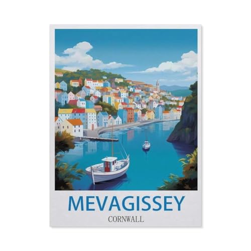 1000 Puzzles Für Erwachsene，Mevagissey, Cornwall – Vintage Reiseplakat，Freizeit Unterhaltung Kinder Spielzeug Zuhause Dekoration Art（38x26cm）-CQ99 von YYHMKBYY