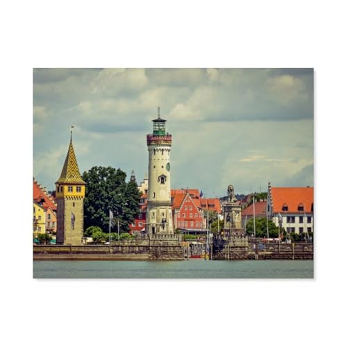 1000 Puzzles Für Erwachsene，Stadtansicht Lindau am Bodensee，Freizeit Unterhaltung Kinder Spielzeug Zuhause Dekoration Art（75x50cm）-AQ77 von YYHMKBYY