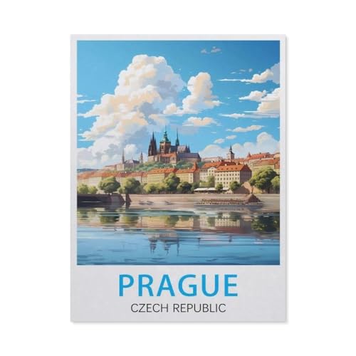 1000 Puzzles Für Erwachsene，Vintage-Reiseposter in Prag, Tschechische Republik，Freizeit Unterhaltung Kinder Spielzeug Zuhause Dekoration Art Geschenk（38x26cm）-AQ36 von YYHMKBYY
