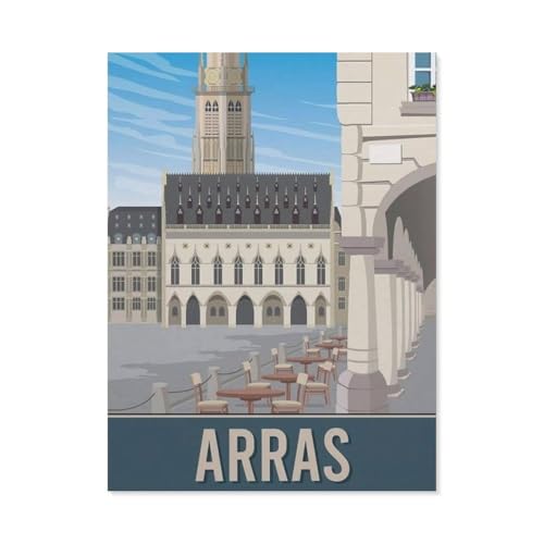 1000 Stück，Arras Frankreich,Vintage-Reiseposter，Puzzle Für Erwachsene Lernspielzeug Für Kinder Kreative Spiele Unterhaltung Holz Puzzles Home Decor（75x50cm）-BN9 von YYHMKBYY