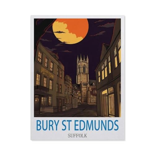 1000 Stück，Bury St Edmunds, Suffolk – Vintage Reiseplakate，Puzzle Für Erwachsene Lernspielzeug Für Kinder Kreative Spiele Unterhaltung Holz Puzzles Home Decor（75x50cm）-DC91 von YYHMKBYY