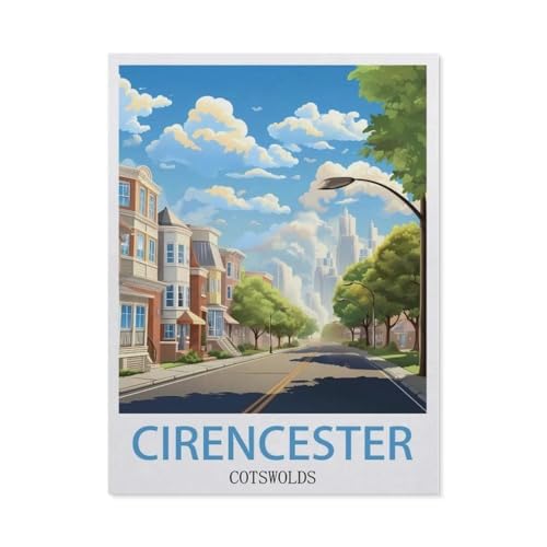 1000 Stück，Cirencester Cotswolds Vintage Reiseplakat，Puzzle Für Erwachsene Lernspielzeug Für Kinder Kreative Spiele Unterhaltung Holz Puzzles Home Decor（75x50cm）-CF43 von YYHMKBYY
