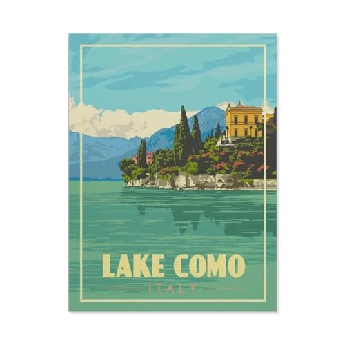1000 Stück，Comer See Italien, Vintage-Reiseposter，Puzzle Für Erwachsene Lernspielzeug Für Kinder Kreative Spiele Unterhaltung Holz Puzzles Home Decor（75x50cm）-AK48 von YYHMKBYY
