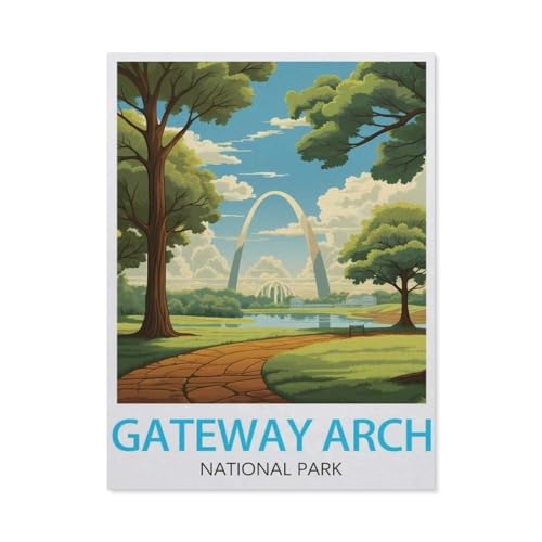 1000 Stück，Gateway Arch National Park Vintage-Reiseposter，Puzzle Für Erwachsene Lernspielzeug Für Kinder Kreative Spiele Unterhaltung Papier Puzzles Home Decor（38x26cm）-AQ37 von YYHMKBYY