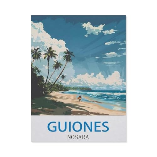 1000 Stück，Guiones, Nosara – Vintage Reiseplakate für Surfen，Puzzle Für Erwachsene Lernspielzeug Für Kinder Kreative Spiele Unterhaltung Holz Puzzles Home Decor（75x50cm）-CJ11 von YYHMKBYY