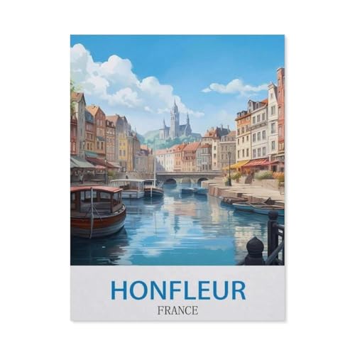 1000 Stück，Honfleur, Frankreich – Vintage Reiseplakate，Puzzle Für Erwachsene Lernspielzeug Für Kinder Kreative Spiele Unterhaltung Holz Puzzles Home Decor（75x50cm）-CX77 von YYHMKBYY