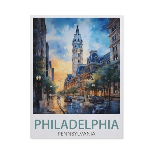 1000 Stück，Philadelphia, Pennsylvania, USA, Straße，Puzzle Für Erwachsene Lernspielzeug Für Kinder Kreative Spiele Unterhaltung Holz Puzzles Home Decor（75x50cm）-DW71 von YYHMKBYY