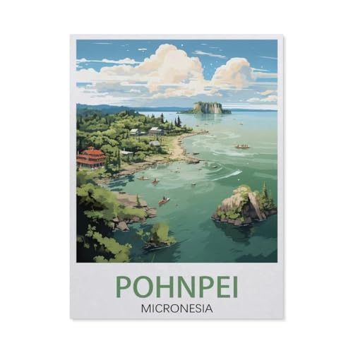 1000 Stück，Pohnpei Mikronesien Vintage-Reiseposter，Puzzle Für Erwachsene Lernspielzeug Für Kinder Kreative Spiele Unterhaltung Papier Puzzles Home Decor（50x70cm）-AV51 von YYHMKBYY