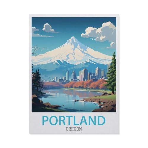 1000 Stück，Portland Oregon Vintage-Reiseposter，Puzzle Für Erwachsene Lernspielzeug Für Kinder Kreative Spiele Unterhaltung Holz Puzzles Home Decor（75x50cm）-AX70 von YYHMKBYY