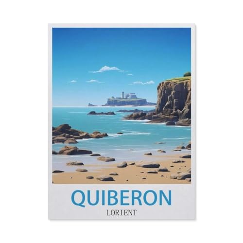 1000 Stück，Quiberon Lorient Vintage-Reiseposter，Puzzle Für Erwachsene Lernspielzeug Für Kinder Kreative Spiele Unterhaltung Holz Puzzles Home Decor（75x50cm）-BS23 von YYHMKBYY