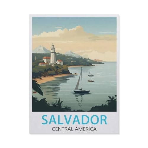 1000 Stück，Salvador Vintage-Reiseposter，Puzzle Für Erwachsene Lernspielzeug Für Kinder Kreative Spiele Unterhaltung Holz Puzzles Home Decor（75x50cm）-AL94 von YYHMKBYY