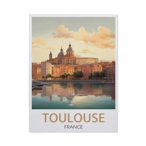 1000 Stück，Toulouse Frankreich, Vintage-Reiseposter，Puzzle Für Erwachsene Lernspielzeug Für Kinder Kreative Spiele Unterhaltung Holz Puzzles Home Decor（75x50cm）-AO18 von YYHMKBYY