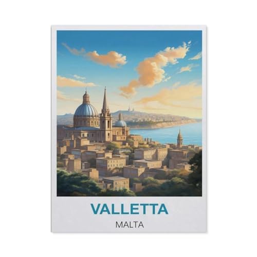 1000 Stück，Valletta Malta Vintage Reiseplakat，Puzzle Für Erwachsene Lernspielzeug Für Kinder Kreative Spiele Unterhaltung Holz Puzzles Home Decor（75x50cm）-CA29 von YYHMKBYY