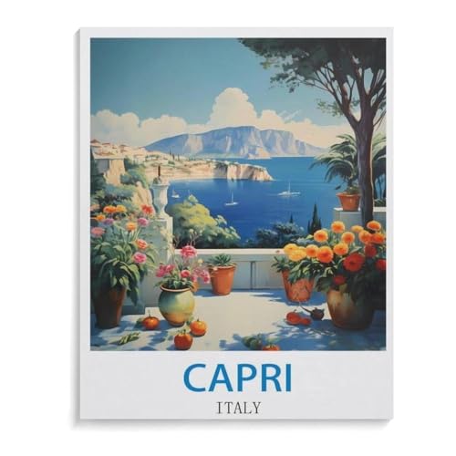 1000 Stück，Vintage-Reiseplakat Capri Italien，Puzzle Für Erwachsene Lernspielzeug Für Kinder Kreative Spiele Unterhaltung Papier Puzzles Home Decor（38x26cm）-B16 von YYHMKBYY