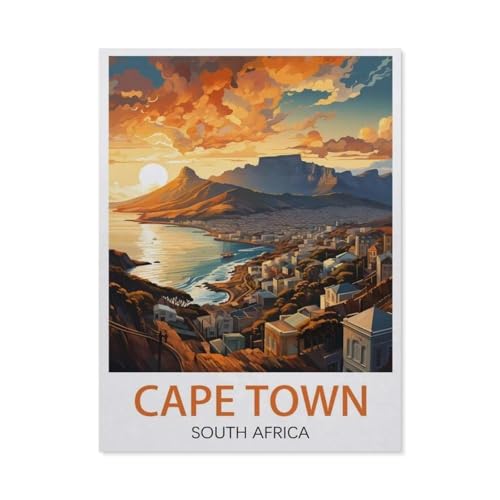 1000 Stück，Vintage-Reiseposter in Kapstadt, Südafrika，Puzzle Für Erwachsene Lernspielzeug Für Kinder Kreative Spiele Unterhaltung Holz Puzzles Home Decor（75x50cm）-BQ77 von YYHMKBYY