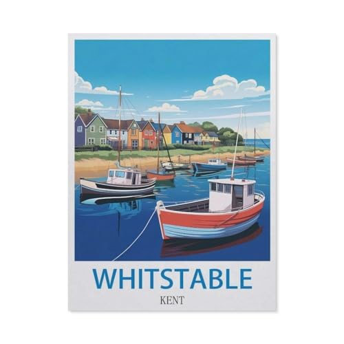 1000 Stück，Whitstable, Kent – Vintage Reiseplakate，Puzzle Für Erwachsene Lernspielzeug Für Kinder Kreative Spiele Unterhaltung Holz Puzzles Home Decor（75x50cm）-CY50 von YYHMKBYY