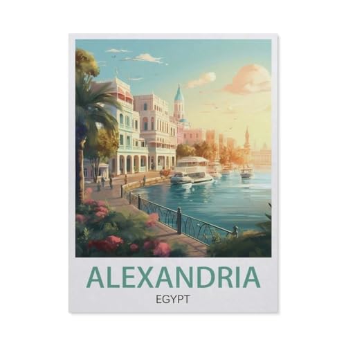 1000 Stück Puzzle，Alexandria Ägypten Vintage-Reiseposter，Erwachsene Kinder Holz Spielzeug Lernspiel（75x50cm）-AQ8 von YYHMKBYY