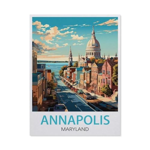 1000 Stück Puzzle，Annapolis Maryland Vintage-Reiseposter，Erwachsene Kinder Holz Spielzeug Lernspiel（75x50cm）-BE74 von YYHMKBYY