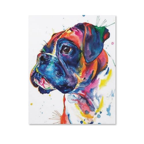 1000 Stück Puzzle，Aquarell-Boxerhund，Erwachsene Holz Puzzles, Kinder Entdecken Sie Kreativität Wandkunst Dekor Spielzeug(75x50cm-F73 von YYHMKBYY