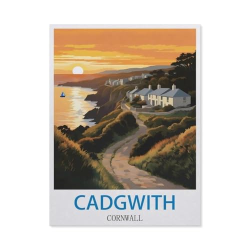1000 Stück Puzzle，Cadgwith, Cornwall – Vintage Reiseplakate，Erwachsene Kinder Holz Spielzeug Lernspiel（75x50cm）-CZ67 von YYHMKBYY