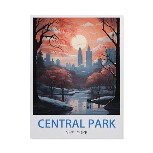 1000 Stück Puzzle，Central Park, New York – Vintage Reiseplakate，Erwachsene Kinder Holz Spielzeug Lernspiel（75x50cm）-CY21 von YYHMKBYY
