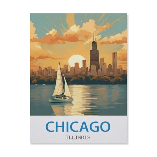 1000 Stück Puzzle，Chicago, Illinois，Erwachsene Kinder Papier Spielzeug Lernspiel（38x26cm）-EI3 von YYHMKBYY