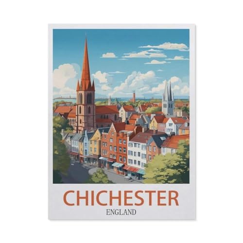 1000 Stück Puzzle，Chichester England Vintage Reiseplakat，Erwachsene Kinder Holz Spielzeug Lernspiel（75x50cm）-CF87 von YYHMKBYY