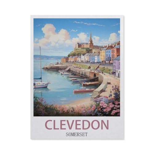 1000 Stück Puzzle，Clevedon Somerset Vintage Reiseplakate，Erwachsene Kinder Holz Spielzeug Lernspiel（75x50cm）-CF14 von YYHMKBYY