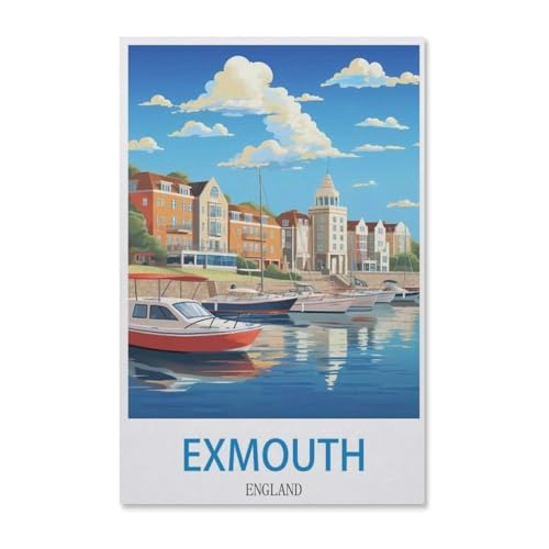 1000 Stück Puzzle，Exmouth Vintage Reiseplakat England，Erwachsene Kinder Holz Spielzeug Lernspiel（75x50cm）-H47 von YYHMKBYY