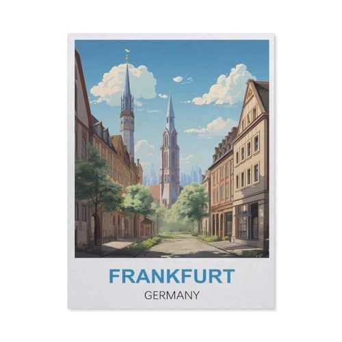 1000 Stück Puzzle，Frankfurt Deutschland Vintage-Reiseplakat，Erwachsene Holz Puzzles, Kinder Entdecken Sie Kreativität Wandkunst Dekor Spielzeug（75x50cm）-CQ28 von YYHMKBYY