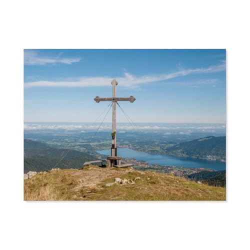 1000 Stück Puzzle，Gipfelkreuz auf dem Hirschberg, Bayerische Voralpen，Erwachsene Kinder Papiers pielzeug Lernspiel（38x26cm）-AS10 von YYHMKBYY
