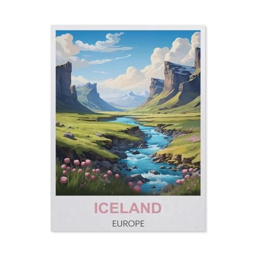 1000 Stück Puzzle，Island Europa Vintage Reiseplakat，Erwachsene Kinder Holz Spielzeug Lernspiel（75x50cm）-CA73 von YYHMKBYY