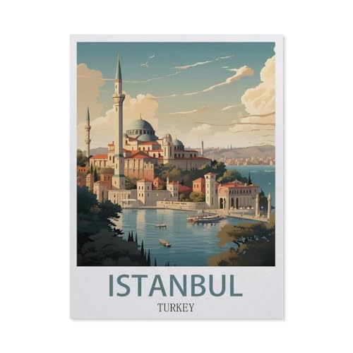 1000 Stück Puzzle，Istanbul Türkei Vintage Reiseplakat，Erwachsene Kinder Holz Spielzeug Lernspiel（75x50cm）-CG60 von YYHMKBYY