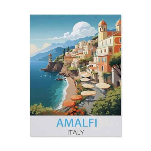 1000 Stück Puzzle，Italien Amalfi – Vintage Reiseplakate，Erwachsene Kinder Holz Spielzeug Lernspiel（75x50cm）-CW2 von YYHMKBYY