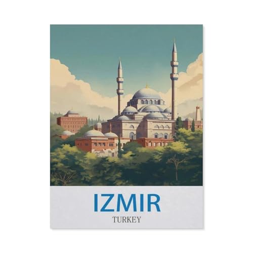 1000 Stück Puzzle，Izmir, Türkei – Vintage Reiseplakat，Erwachsene Kinder Holz Spielzeug Lernspiel（75x50cm）-DE81 von YYHMKBYY