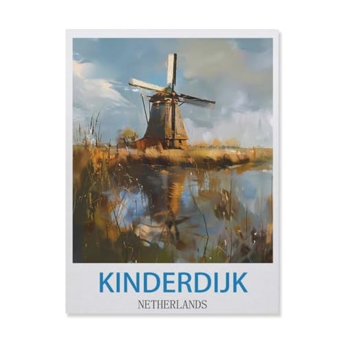 1000 Stück Puzzle，Kinderdijk, Niederlande，Erwachsene Kinder Holz Spielzeug Lernspiel（75x50cm）-DP9 von YYHMKBYY
