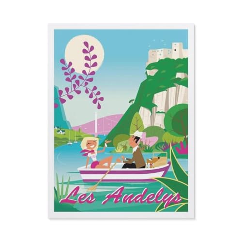 1000 Stück Puzzle，Les Andelys Frankreich Rudern，Erwachsene Kinder Holz Spielzeug Lernspiel（75x50cm）-BP75 von YYHMKBYY