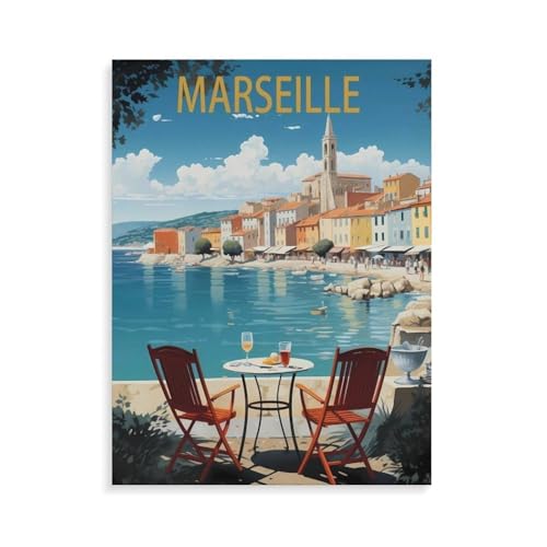 1000 Stück Puzzle，Marseille Frankreich Küste，Erwachsene Kinder Holz Spielzeug Lernspiel（75x50cm）-N34 von YYHMKBYY