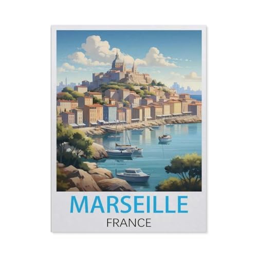 1000 Stück Puzzle，Marseille Frankreich Vintage Reiseplakat，Erwachsene Kinder Holz Spielzeug Lernspiel（75x50cm）-BY54 von YYHMKBYY