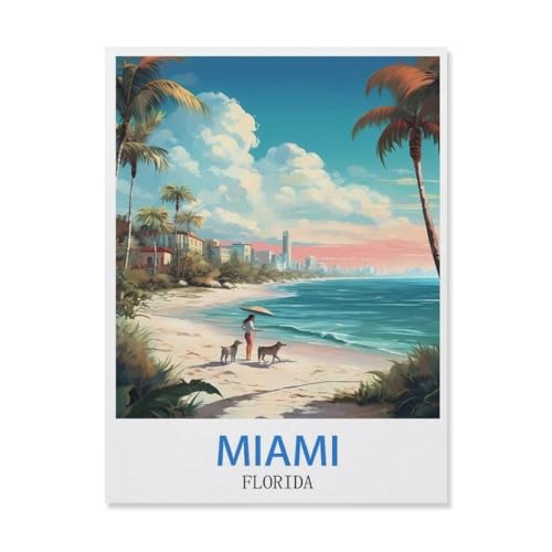 1000 Stück Puzzle，Miami, Florida, Strand，Erwachsene Kinder Holz Spielzeug Lernspiel（75x50cm）-S45 von YYHMKBYY