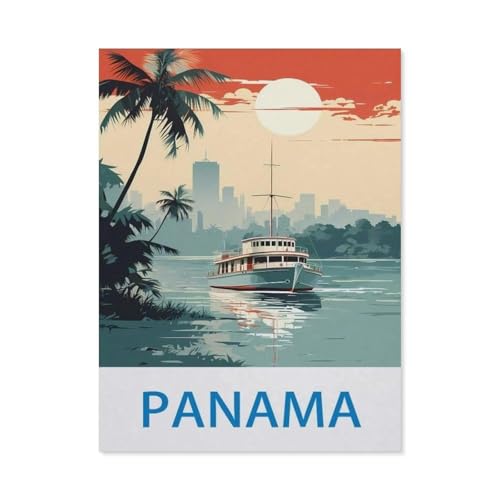 1000 Stück Puzzle，Panama – Vintage Reiseplakat，Erwachsene Kinder Holz Spielzeug Lernspiel（75x50cm）-CQ88 von YYHMKBYY