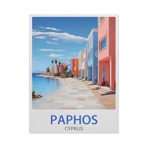 1000 Stück Puzzle，Paphos Zypern-Vintage-Reiseposter，Erwachsene Kinder Holz Spielzeug Lernspiel（75x50cm）-BB82 von YYHMKBYY