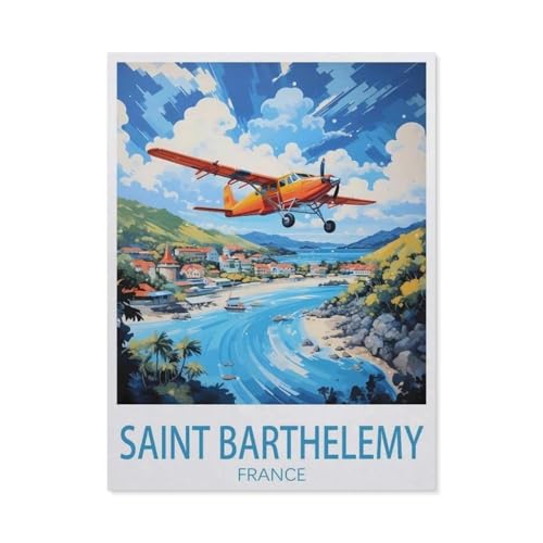 1000 Stück Puzzle，Saint Barthelemy Vintage-Reiseposter，Erwachsene Kinder Holz Spielzeug Lernspiel（75x50cm）-BG20 von YYHMKBYY