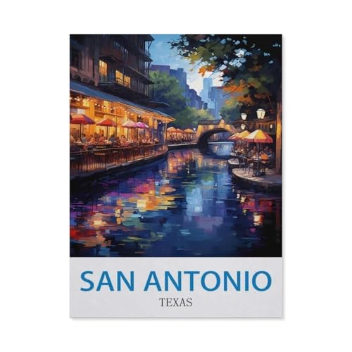 1000 Stück Puzzle，San Antonio, Texas – Vintage Reiseplakate，Erwachsene Kinder Papiers pielzeug Lernspiel（38x26cm）-CW73 von YYHMKBYY