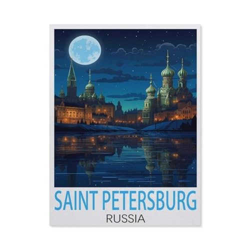 1000 Stück Puzzle，Sankt Petersburg, Russland, Vintage-Reiseposter，Erwachsene Kinder Holzs pielzeug Lernspiel（75x50cm）-AH98 von YYHMKBYY