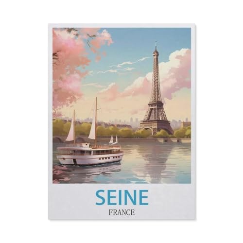1000 Stück Puzzle，Seine France Vintage-Reiseposter，Erwachsene Kinder Holz Spielzeug Lernspiel（75x50cm）-AR54 von YYHMKBYY