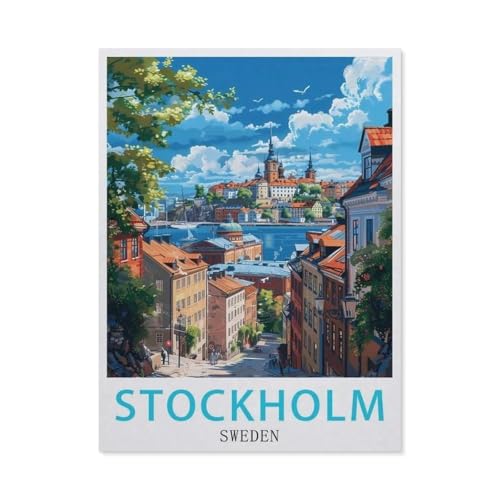 1000 Stück Puzzle，Stockholm Schweden，Erwachsene Holz Puzzles, Kinder Entdecken Sie Kreativität Wandkunst Dekor Spielzeug（75x50cm）-AY100 von YYHMKBYY