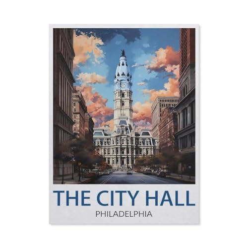 1000 Stück Puzzle，The City Hall Philadelphia，Erwachsene Kinder Holz Spielzeug Lernspiel（75x50cm）-AQ81 von YYHMKBYY